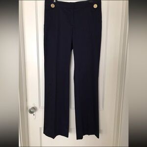 Womens Tory Burch Navy Blue Slacks Pants Size 10 Classic Gold Buttons Beauty